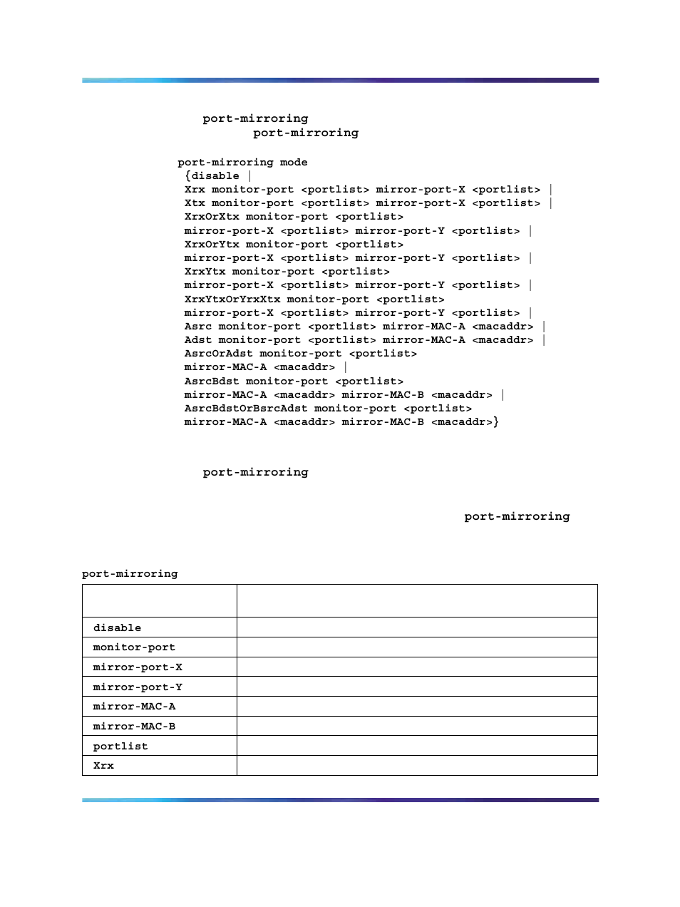 Port-mirroring command | Panasonic 470 User Manual | Page 40 / 132