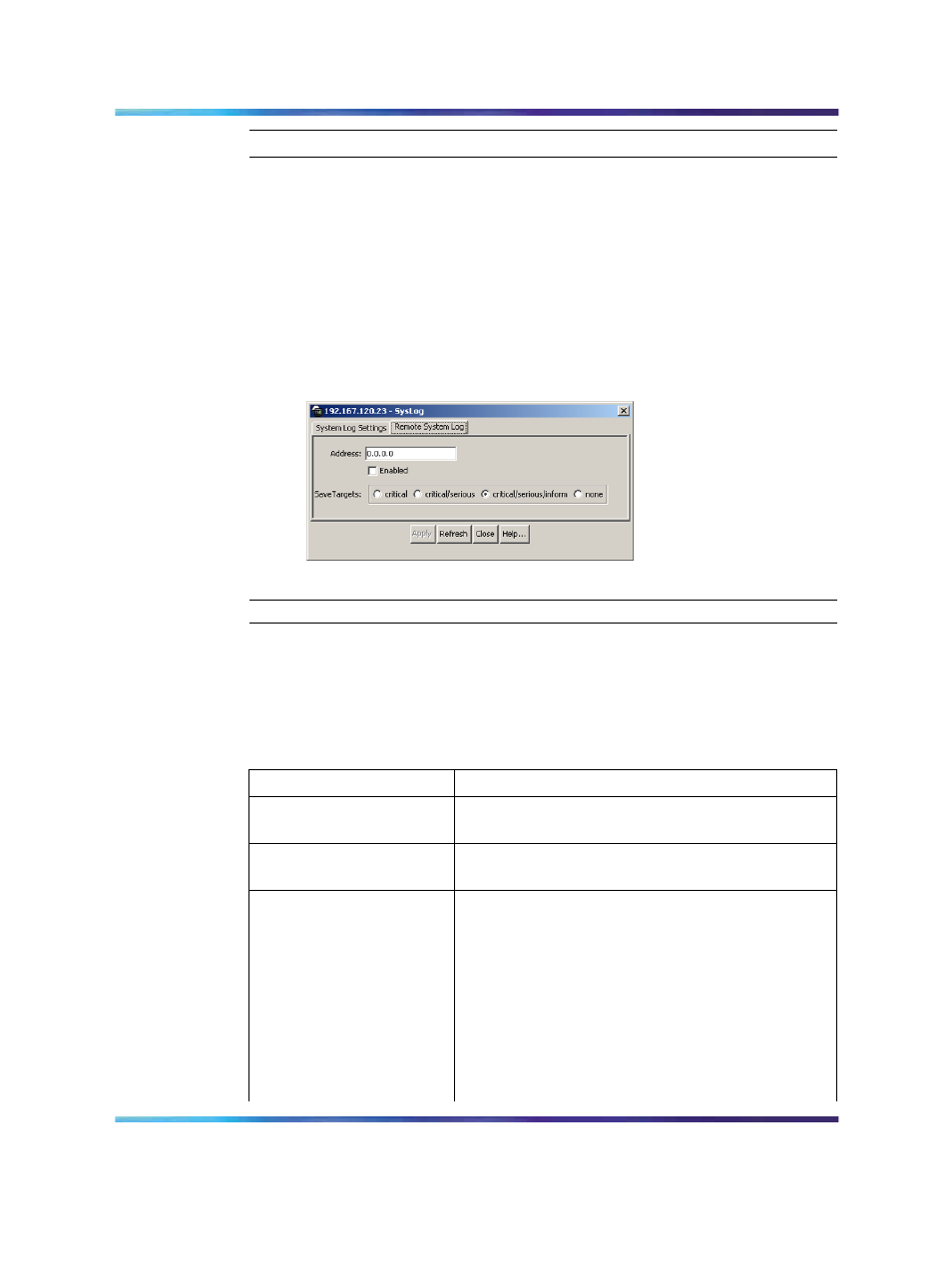 Figure 13 remote system log tab, Table 16 remote system log tab items | Panasonic 470 User Manual | Page 48 / 132