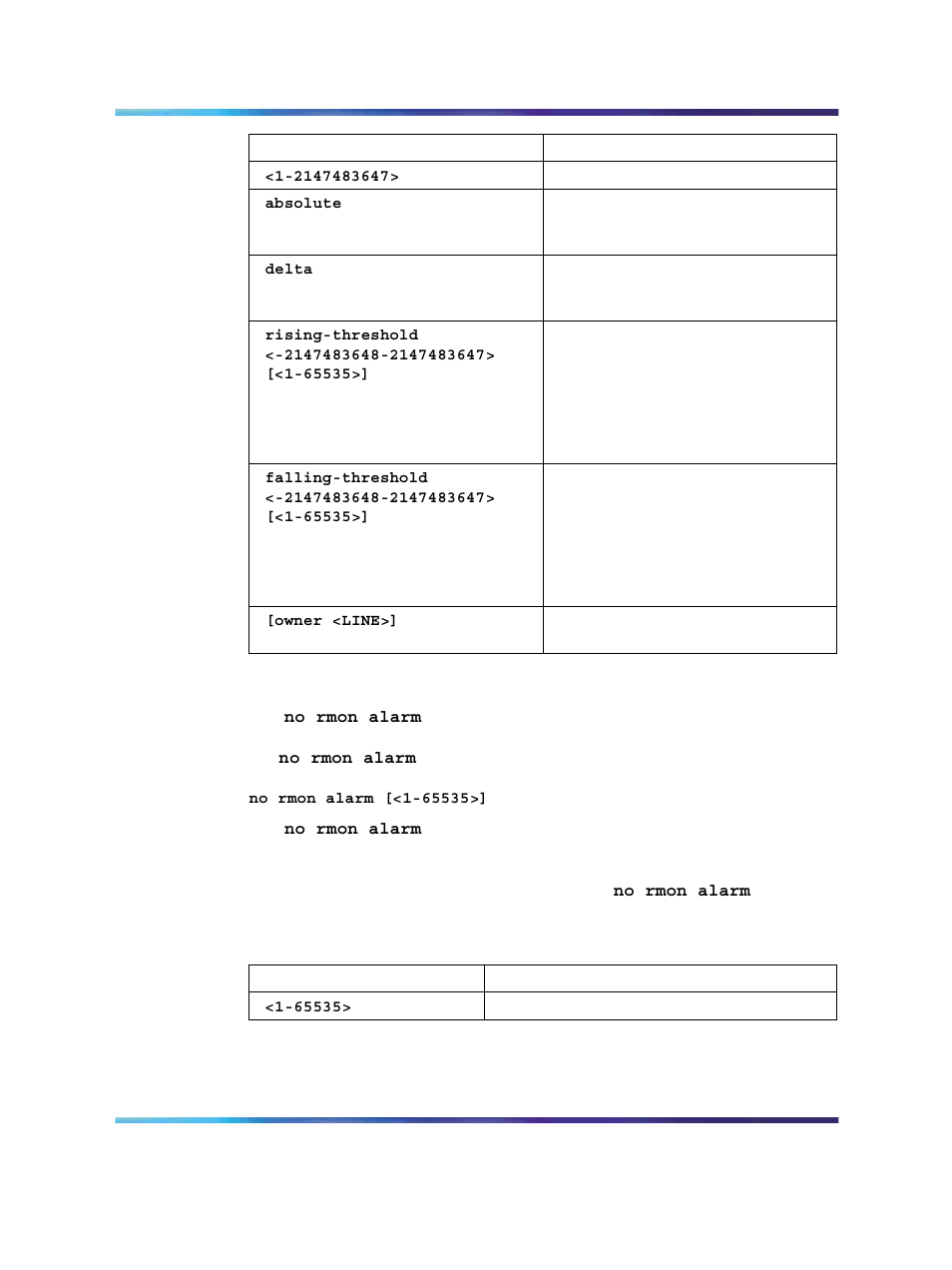 No rmon alarm | Panasonic 470 User Manual | Page 87 / 132