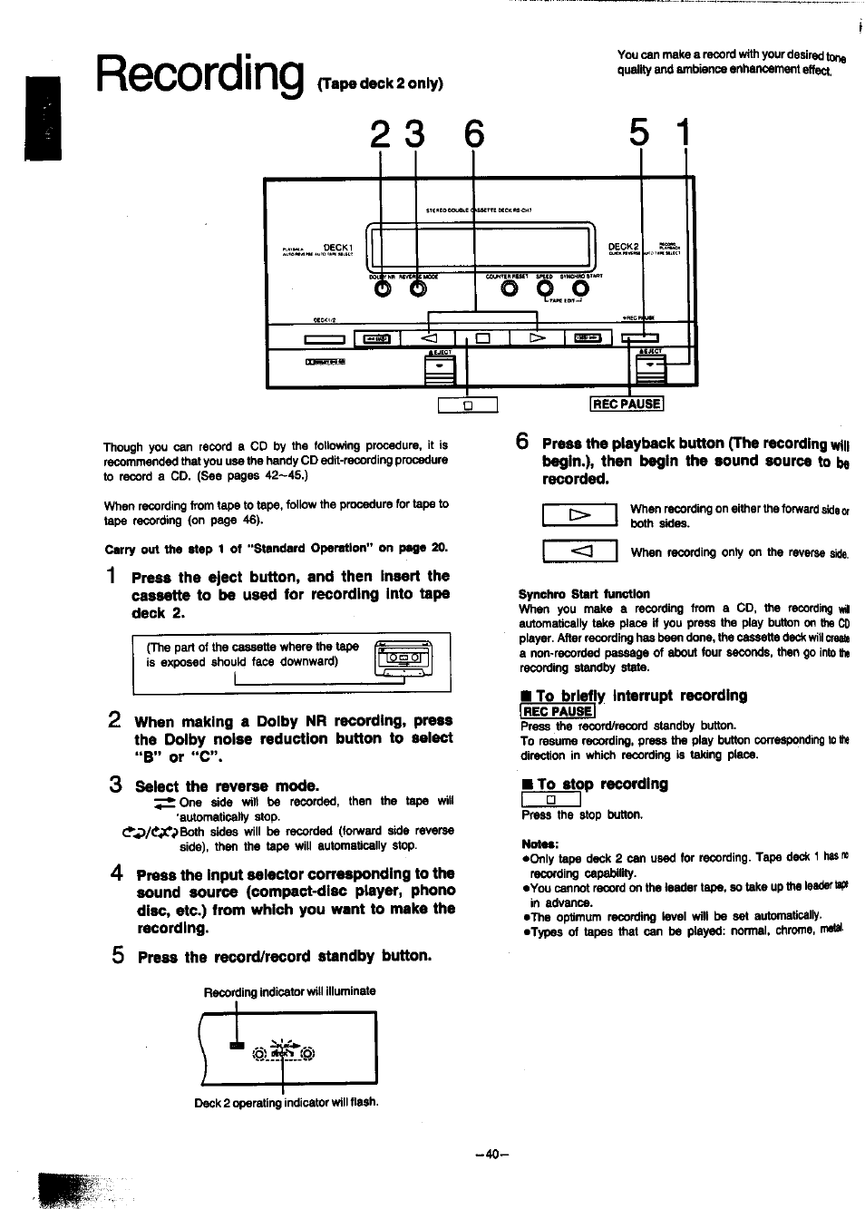 Recording | Panasonic SC-CH7 User Manual | Page 40 / 61