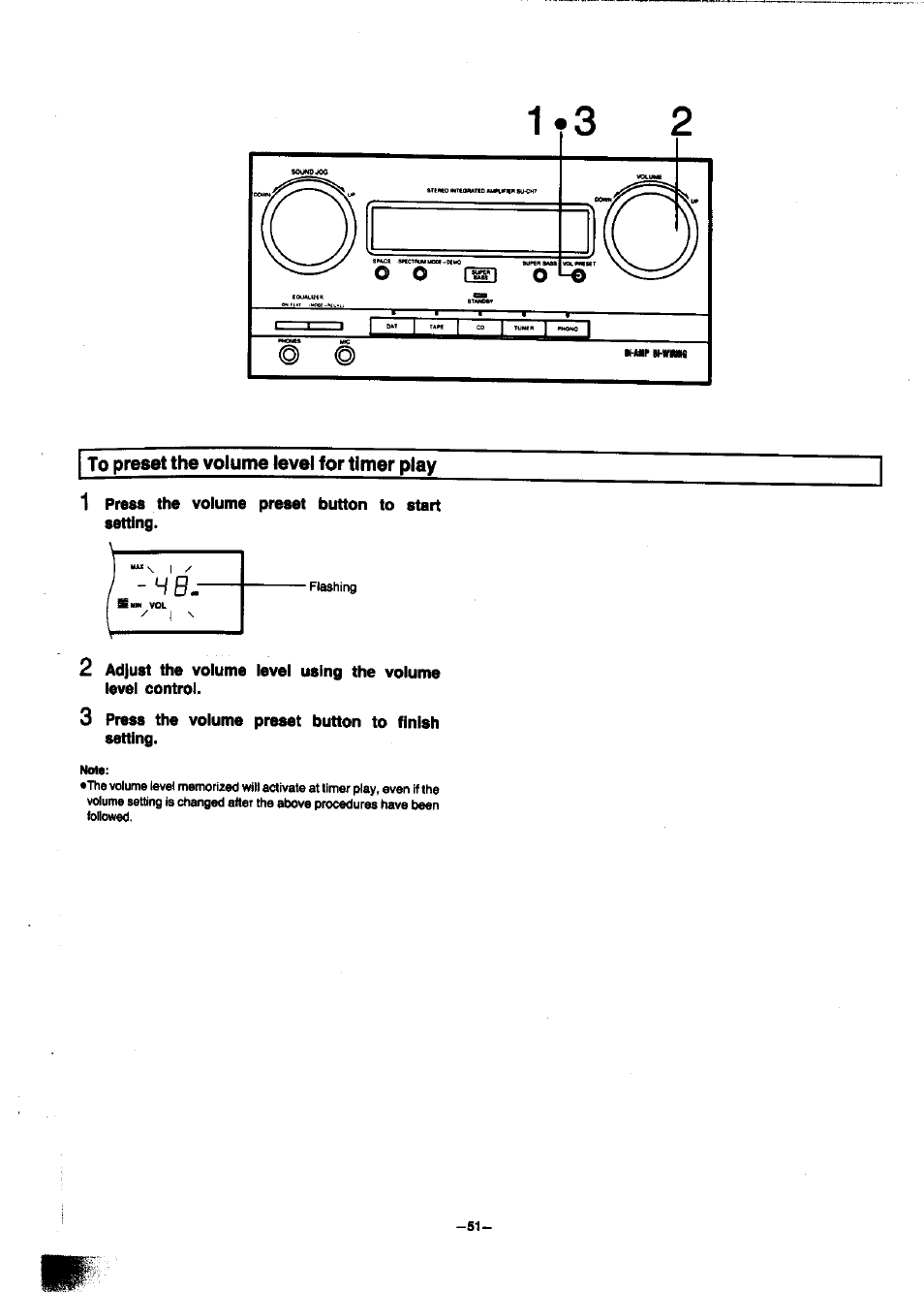 To preset the volume level for timer play | Panasonic SC-CH7 User Manual | Page 51 / 61