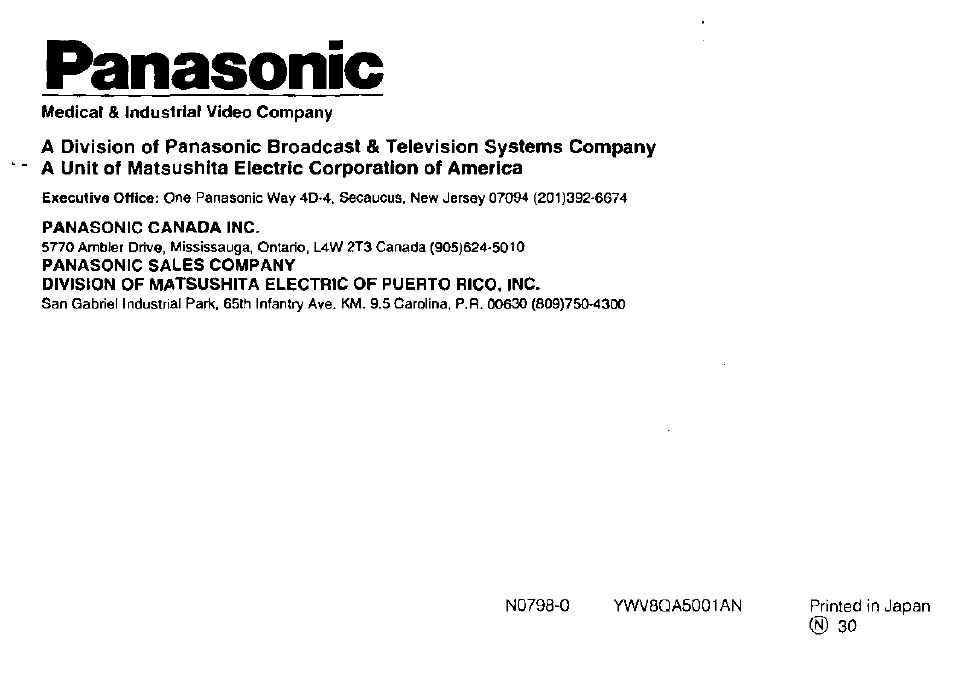 Panasonic | Panasonic GP-MF130 User Manual | Page 16 / 16