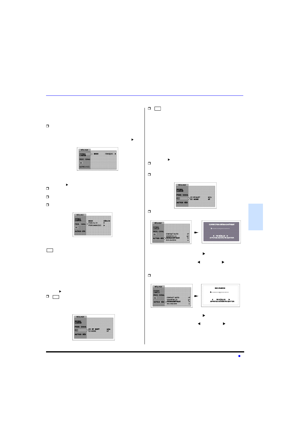 Fonctionnement avec menus a icones, Reglage, Fonctionnement avec menus à icônes | Panasonic CT-32SL13 User Manual | Page 63 / 81