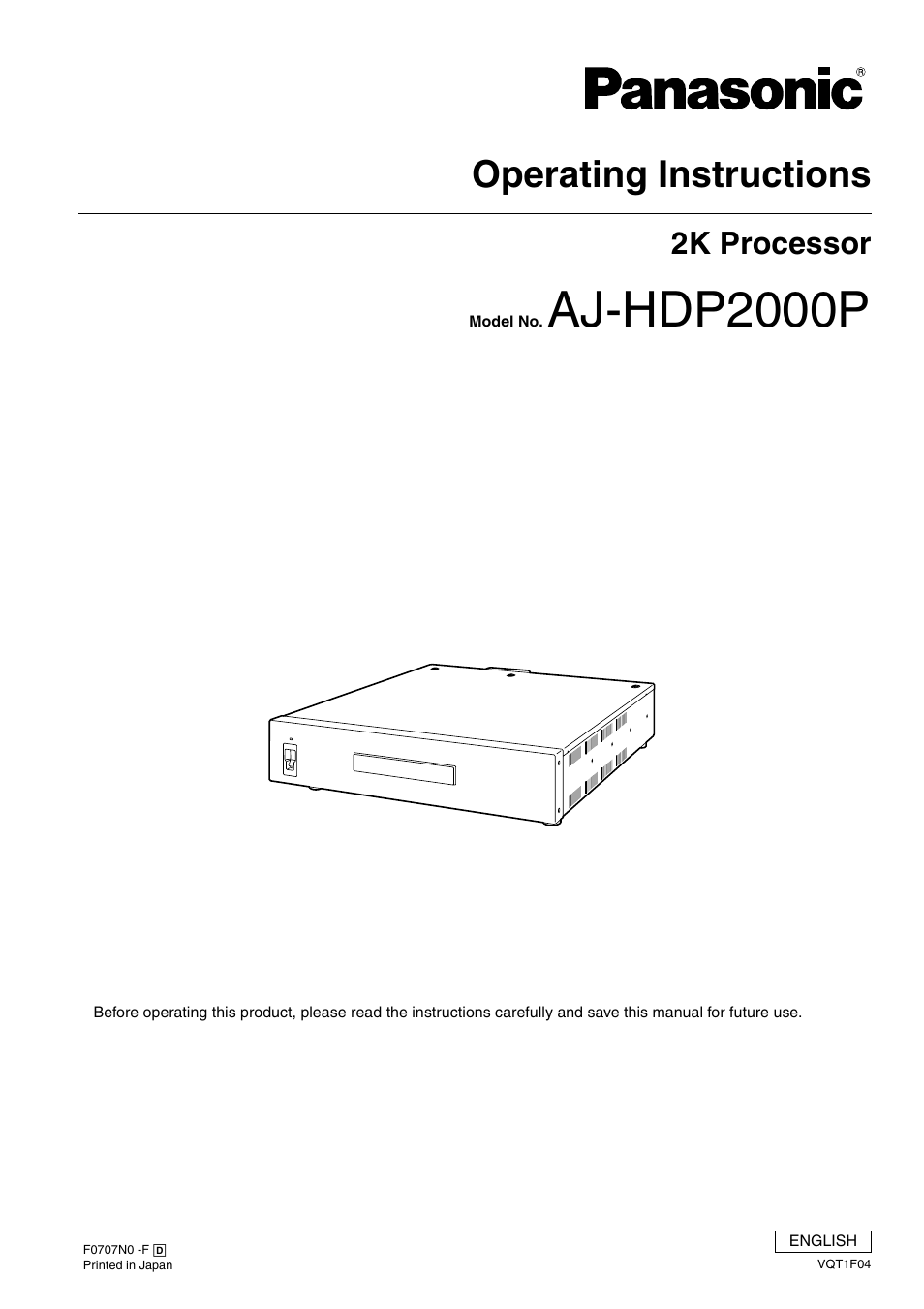 Panasonic AJ-HDP2000P User Manual | 20 pages