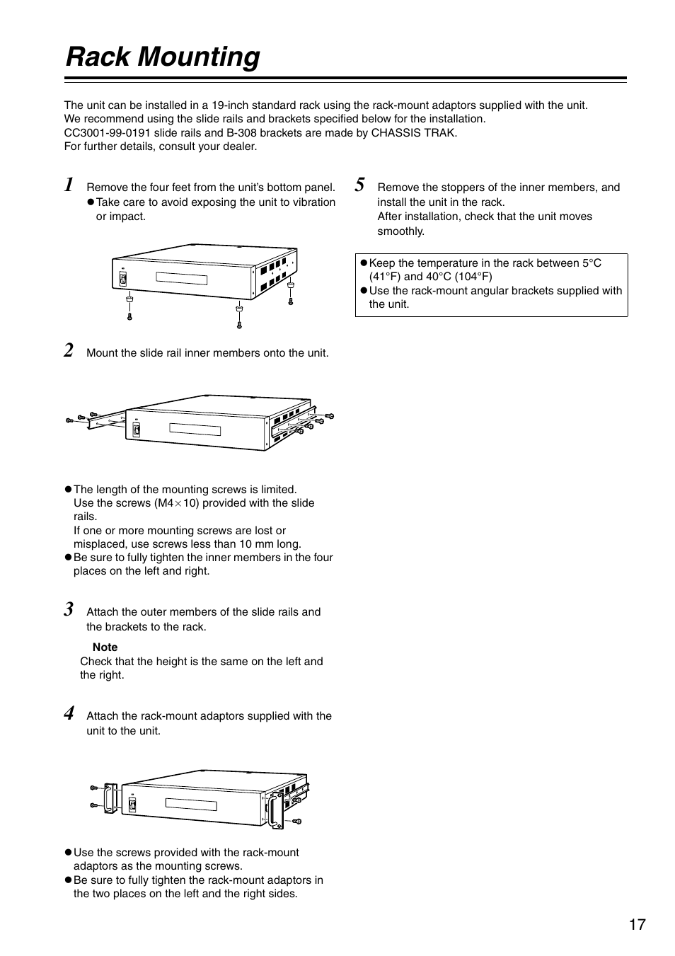 Rack mounting | Panasonic AJ-HDP2000P User Manual | Page 17 / 20