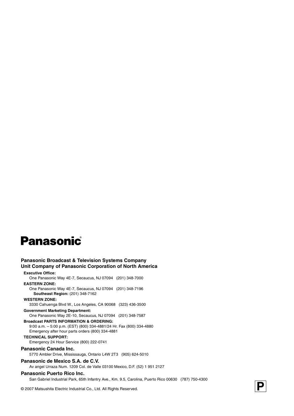 Panasonic AJ-HDP2000P User Manual | Page 20 / 20