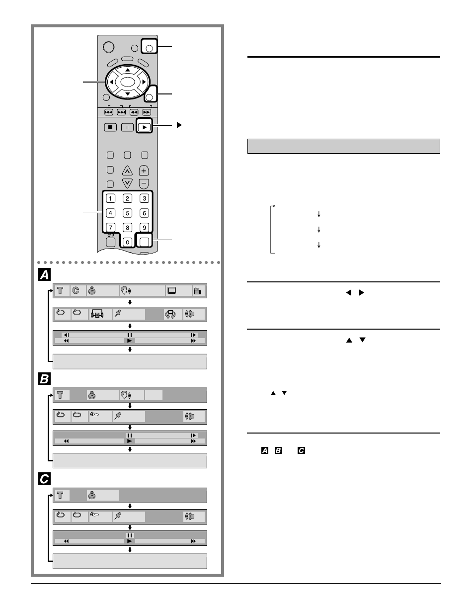 General information about gui screens, Common procedures, Press the select ( , ) button to select the item | Press display during play or in the stop mode, Select, Numeric buttons, Cd video cd | Panasonic TC 15DT2 User Manual | Page 46 / 72
