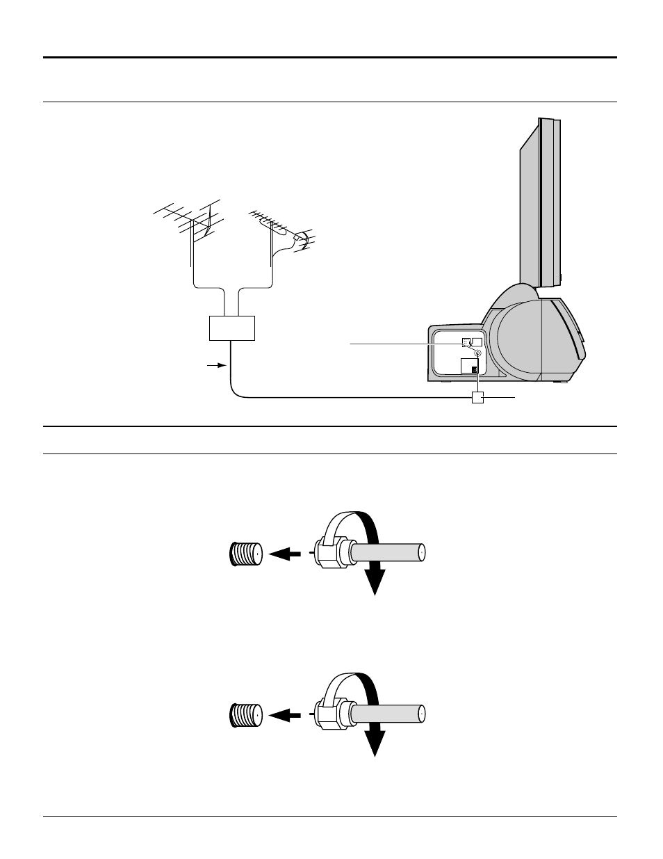 Connecting the antenna cable to the rf in terminal, Antenna / cable connection, Installation | Panasonic TC 15DT2 User Manual | Page 8 / 72
