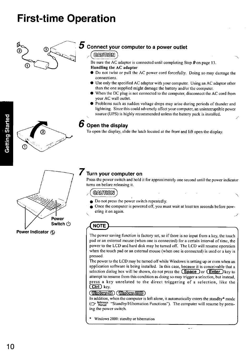 First-time operation | Panasonic CF-48 User Manual | Page 10 / 38