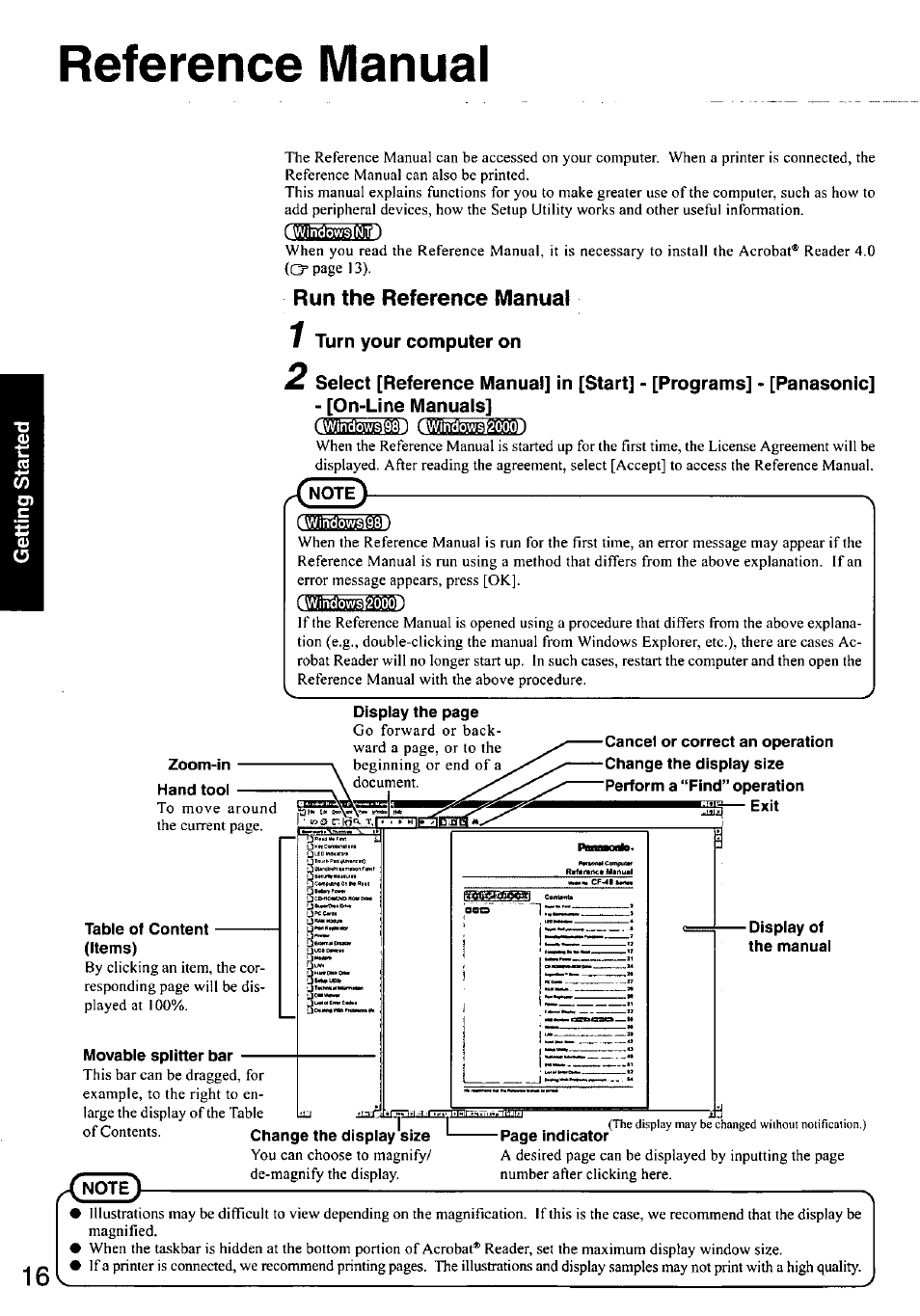 Reference manual, Run the reference manual | Panasonic CF-48 User Manual | Page 16 / 38
