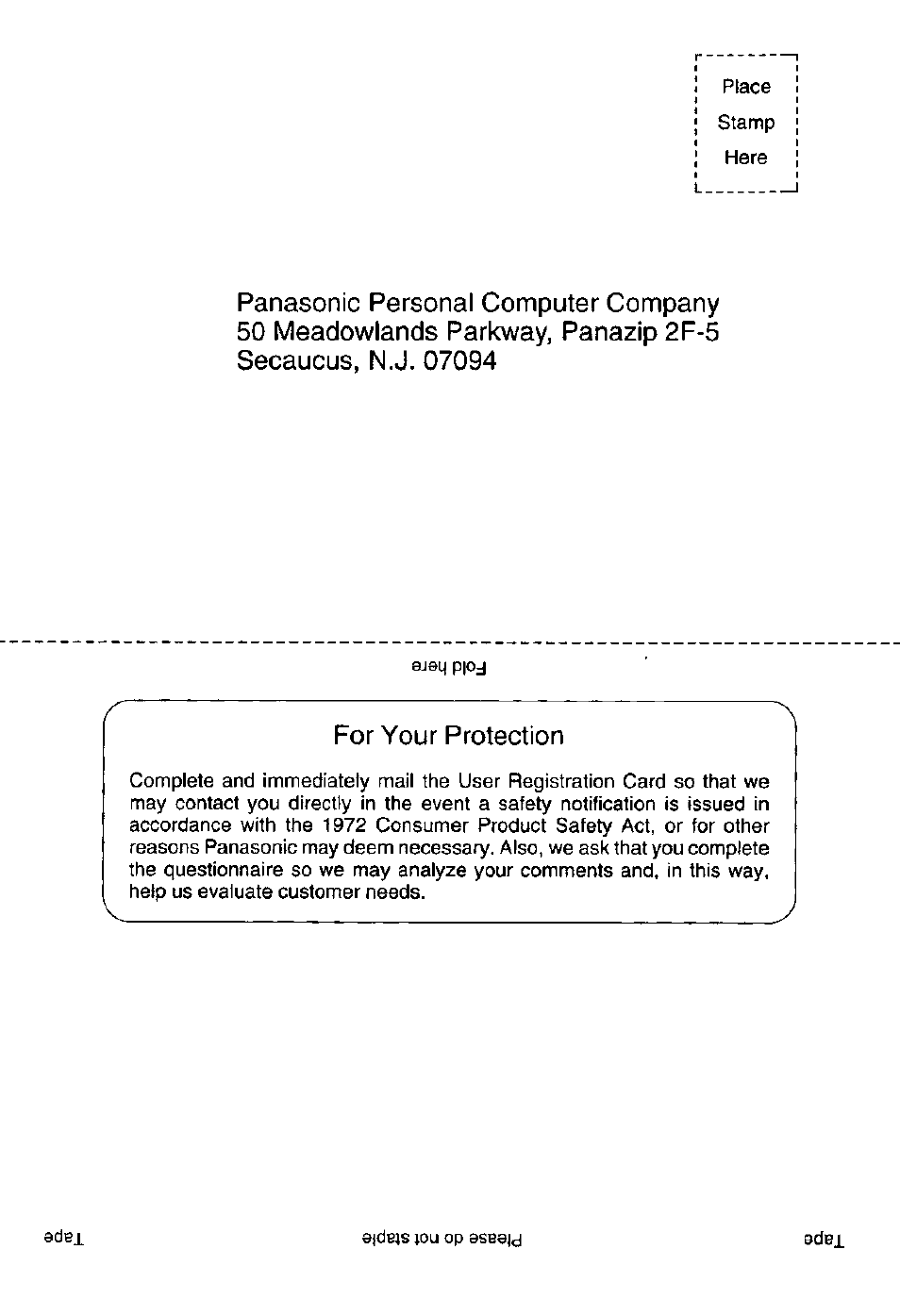 For your protection | Panasonic CF-48 User Manual | Page 37 / 38