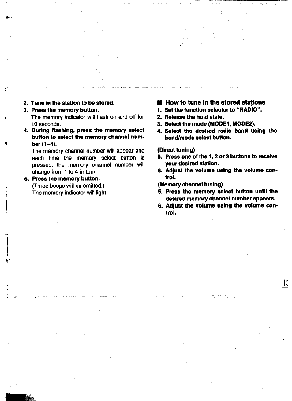 How to tune in the stored stations | Panasonic RQ-V200 User Manual | Page 13 / 16