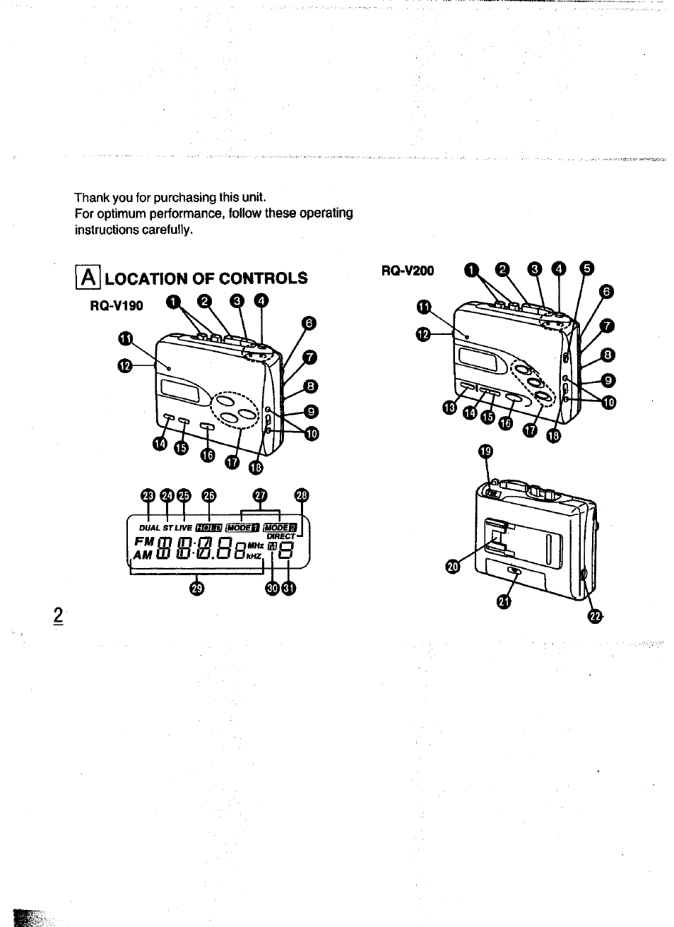 Panasonic RQ-V200 User Manual | Page 2 / 16