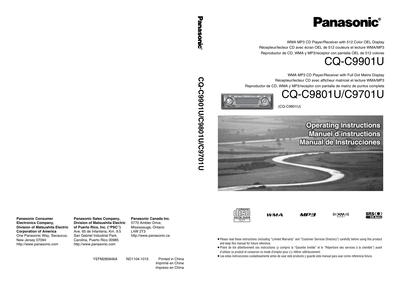Panasonic CQ-C9801U User Manual | 25 pages
