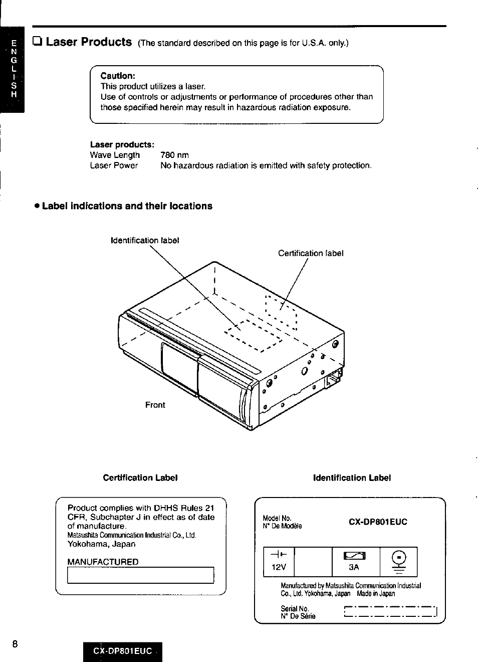 Q las6f products | Panasonic 8-DISC CD CHANGER CX-DP801EUC User Manual | Page 8 / 44