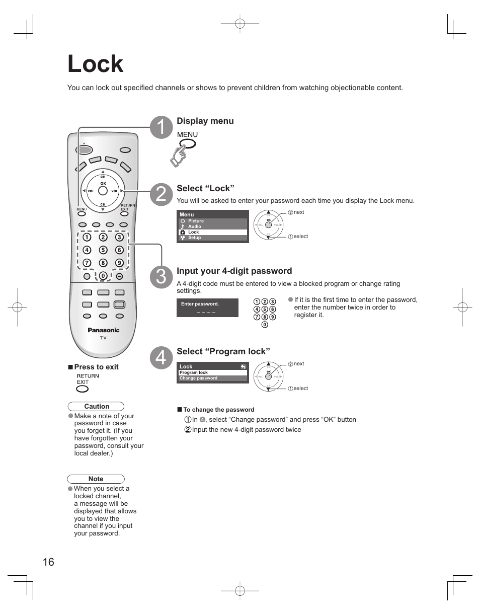 Lock | Panasonic TC-32LX60L User Manual | Page 16 / 34