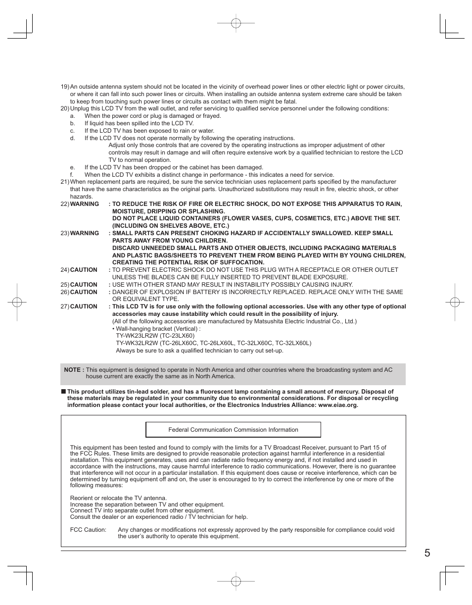Panasonic TC-32LX60L User Manual | Page 5 / 34