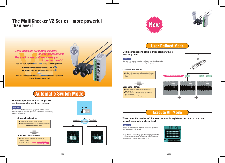 Automatic switch mode, User-defined mode, Execute all mode | Panasonic IMAGECHECKER A210 User Manual | Page 2 / 6