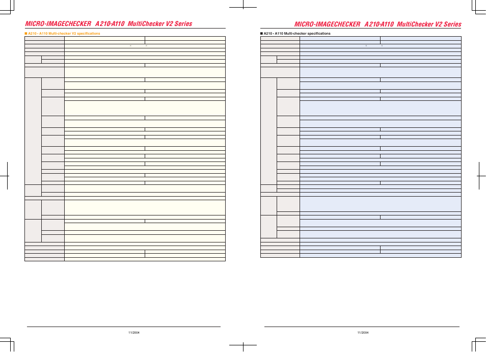 Micro-imagechecker, A 210, A110 multichecker v2 series micro-imagechecker | A110 multichecker v2 series | Panasonic IMAGECHECKER A210 User Manual | Page 6 / 6