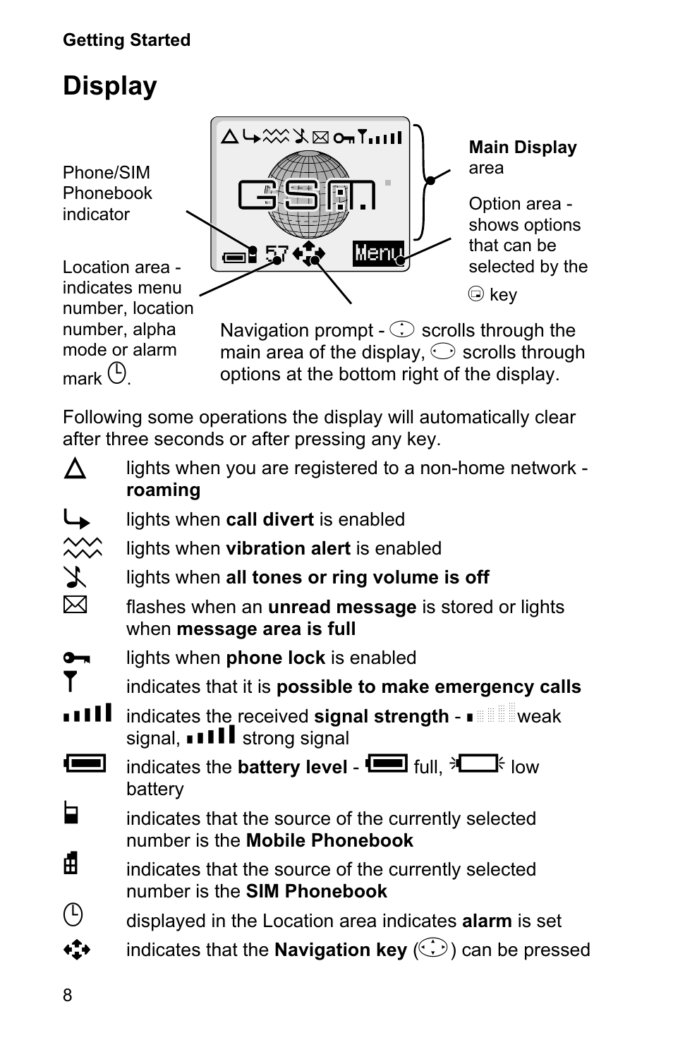 Display 8, Display | Panasonic EB-GD90 User Manual | Page 12 / 60