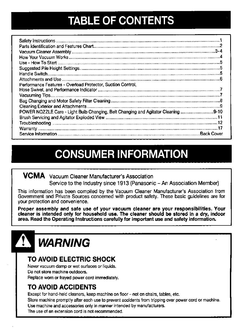 Panasonic mc-v9620 User Manual | Page 2 / 20