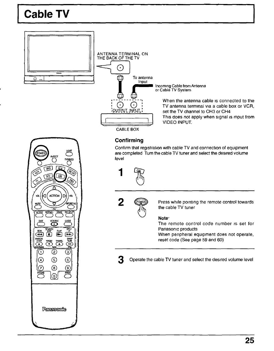 Confirming, Note | Panasonic CT-30WX50 User Manual | Page 25 / 72