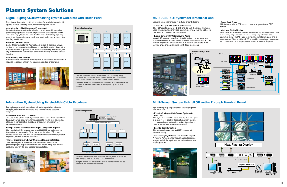 Plasma system solutions, Hd-sdi/sd-sdi system for broadcast use, Next plasma display | Panasonic SD 32HD37SD User Manual | Page 6 / 10