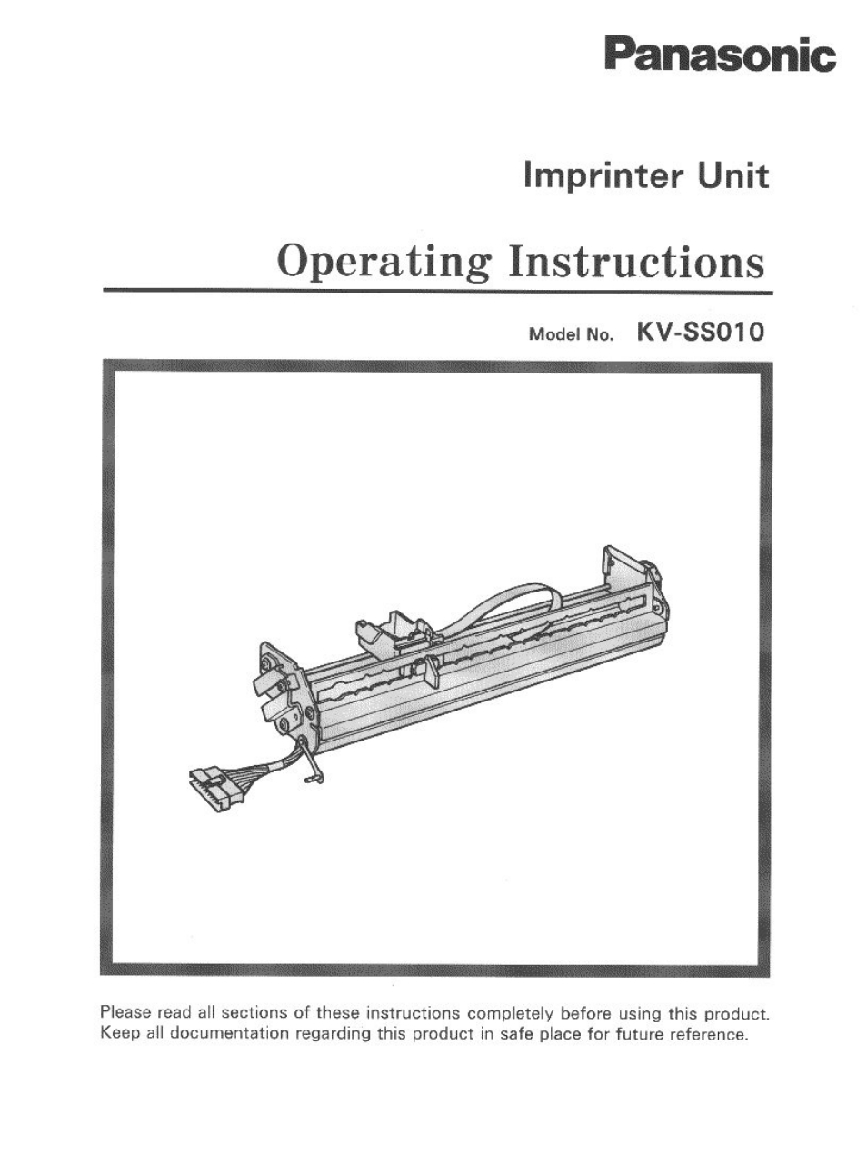 Panasonic KV-SS010 User Manual | 16 pages