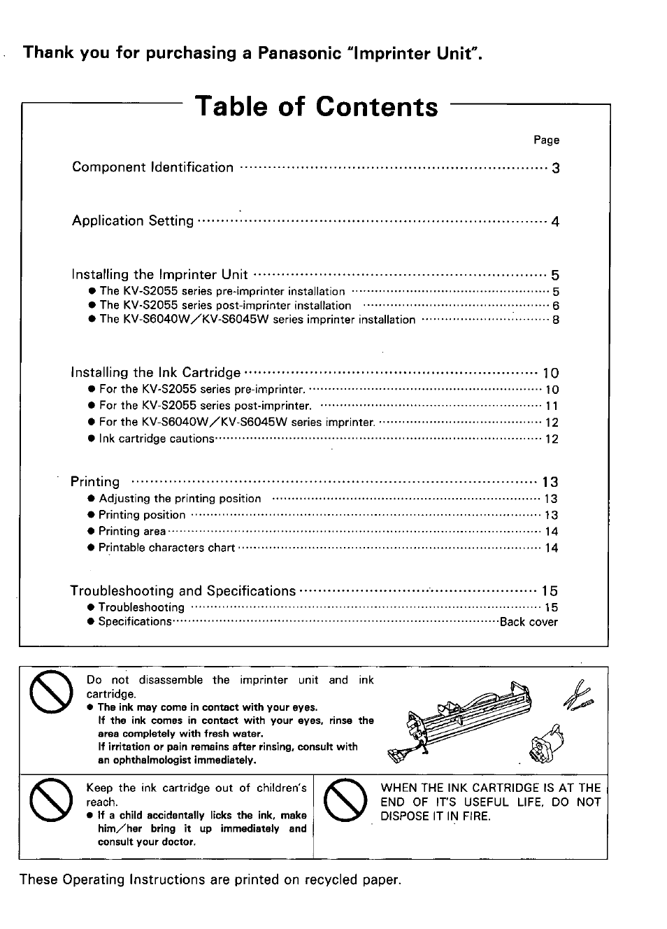 Panasonic KV-SS010 User Manual | Page 2 / 16