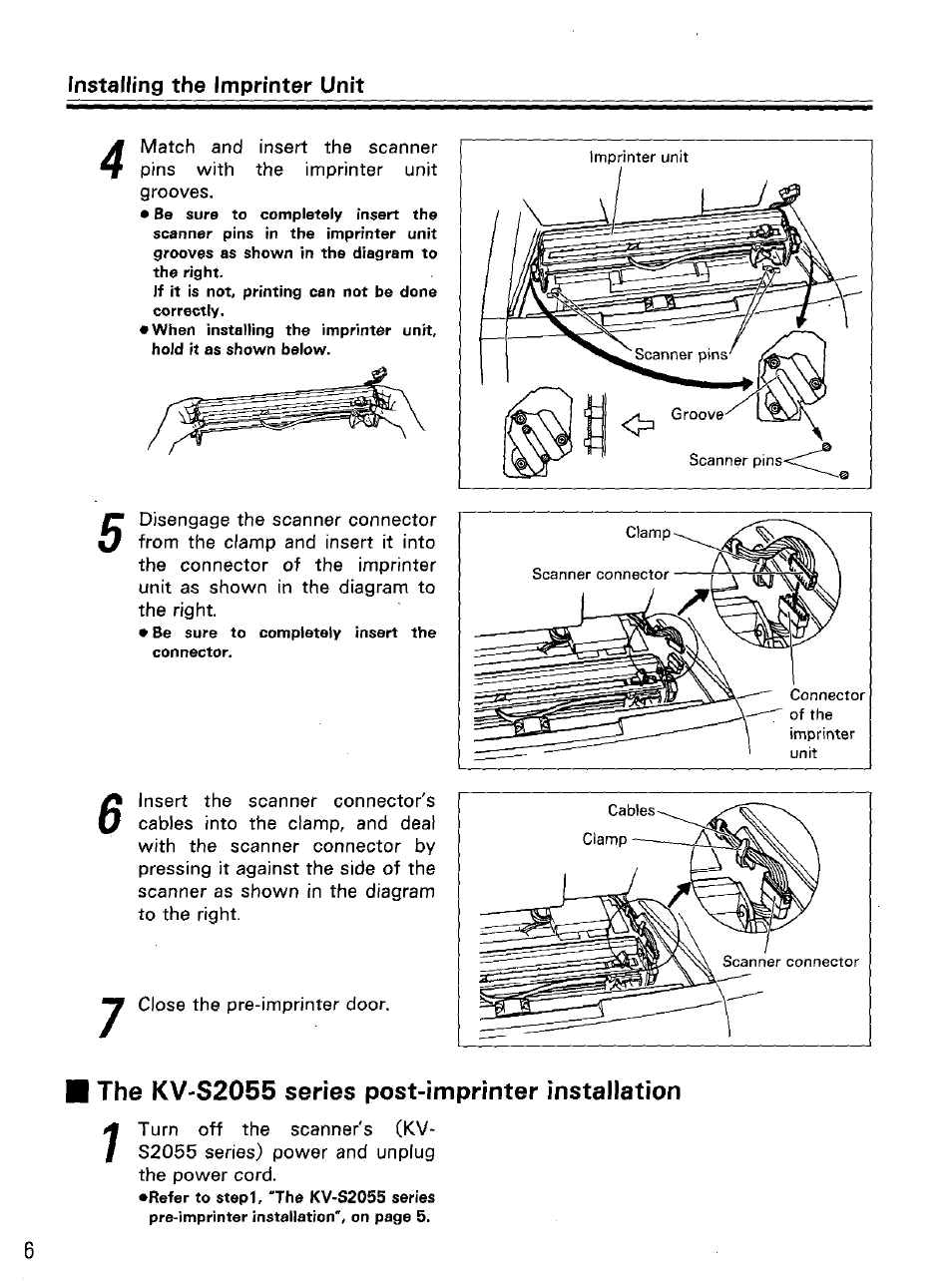 The kv-s2055 series post-imprinter installation | Panasonic KV-SS010 User Manual | Page 6 / 16