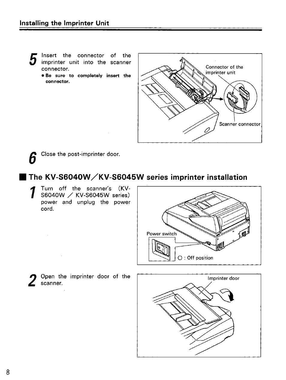 The kv-s2055 series post-imprinter installation | Panasonic KV-SS010 User Manual | Page 8 / 16