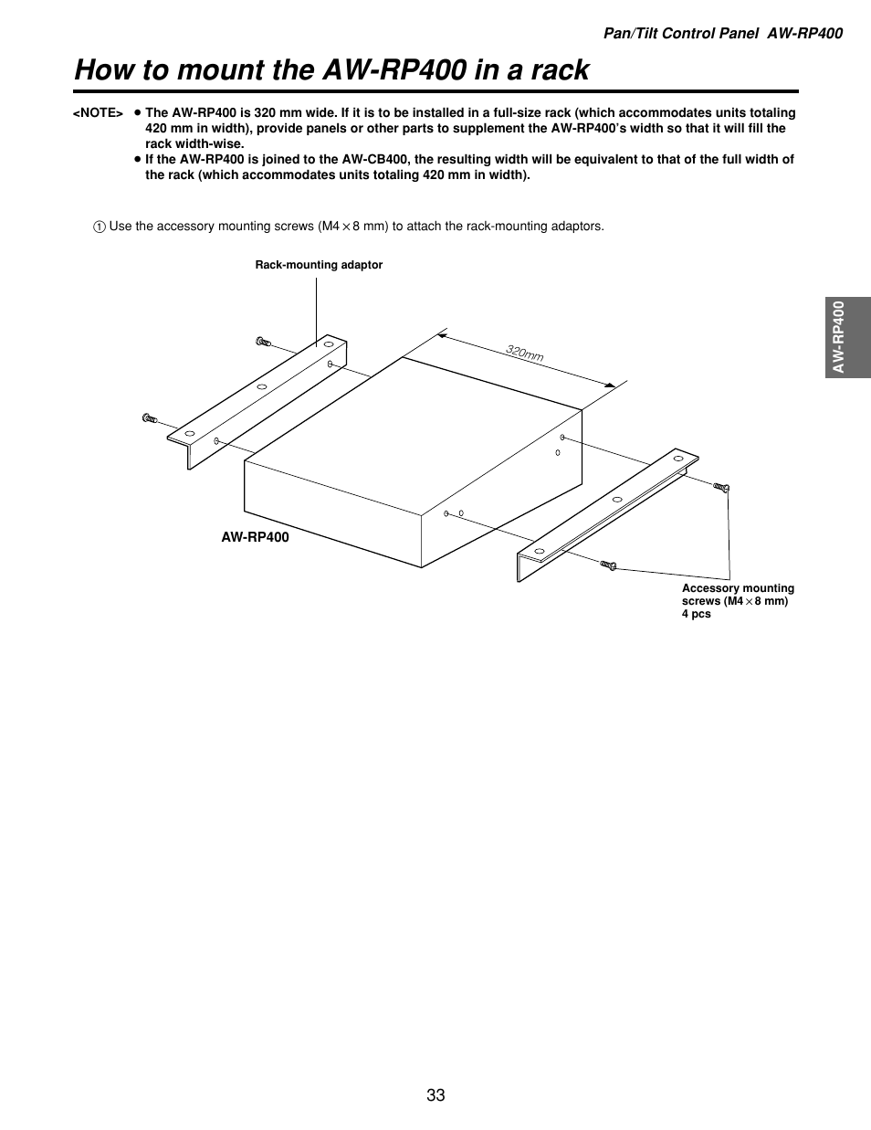 How to mount the aw-rp400 in a rack | Panasonic AW-RP400 User Manual | Page 33 / 64