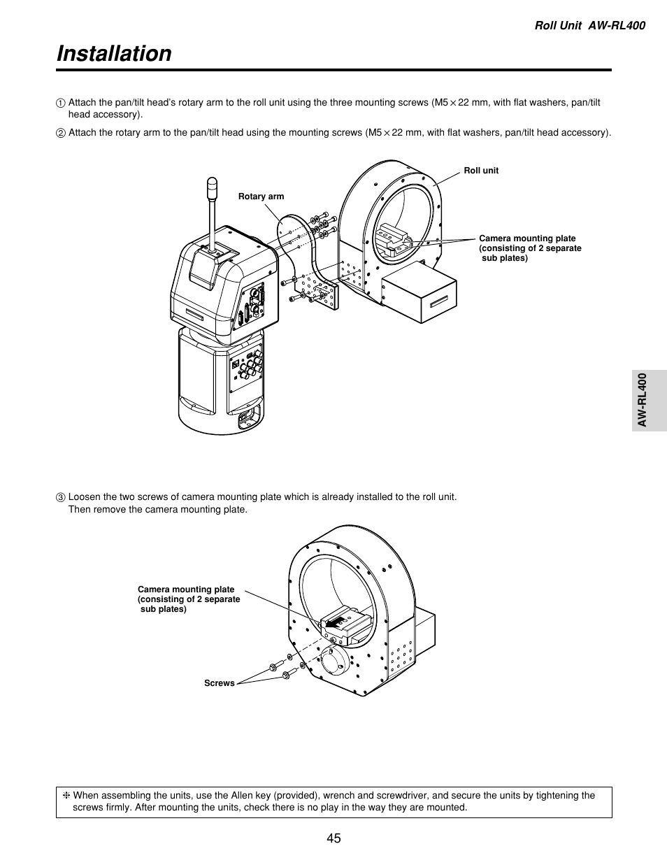 Installation | Panasonic AW-RP400 User Manual | Page 45 / 64