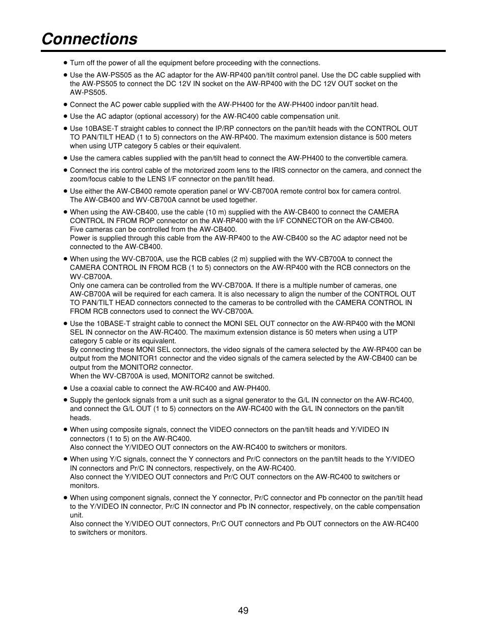 Connections | Panasonic AW-RP400 User Manual | Page 49 / 64