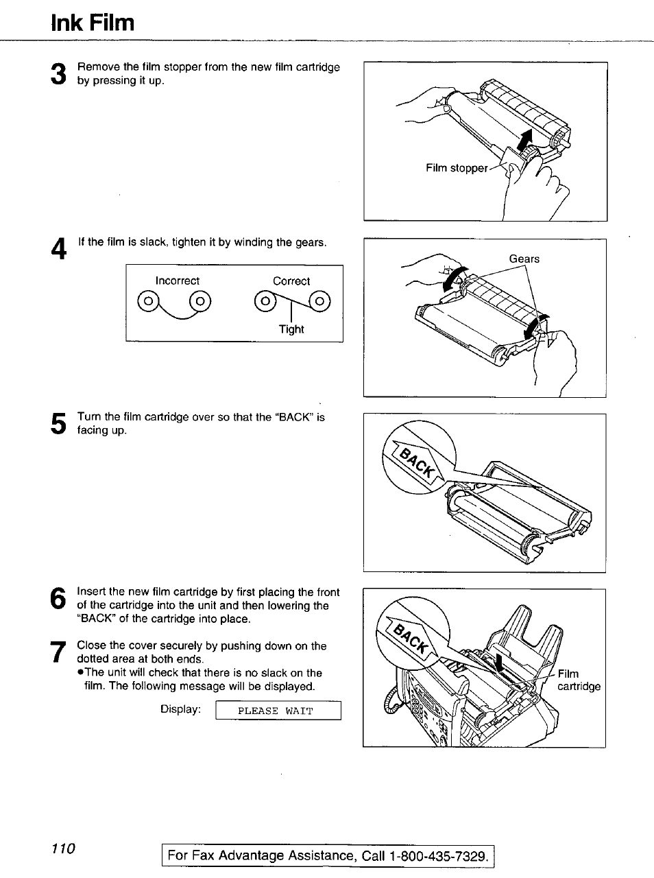 Ink film | Panasonic 2-LINE PLAIN PAPER FAX KX-FPW111 User Manual | Page 110 / 132