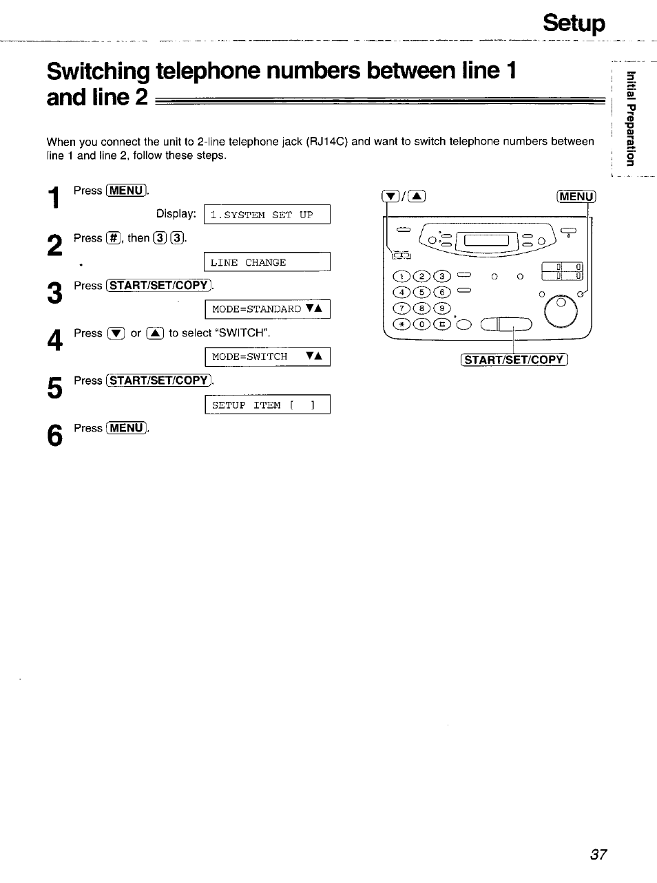 Start/set/copy, Cdce)ce) o o | Panasonic 2-LINE PLAIN PAPER FAX KX-FPW111 User Manual | Page 37 / 132