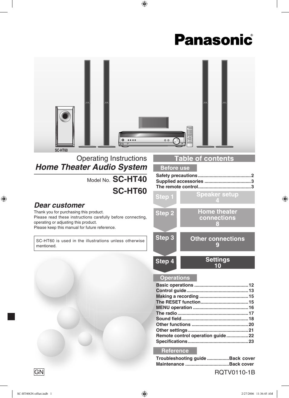 Panasonic SC-HT60 User Manual | 24 pages