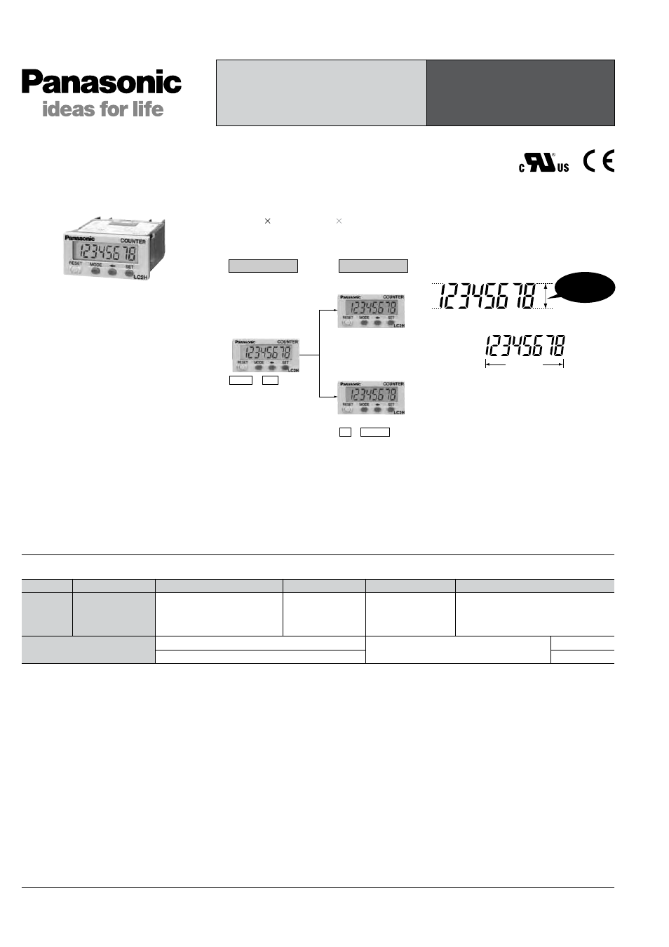 Lc2h counter, Lc2h, Product types | Features, Preset counter | Panasonic LC2H User Manual | Page 10 / 34