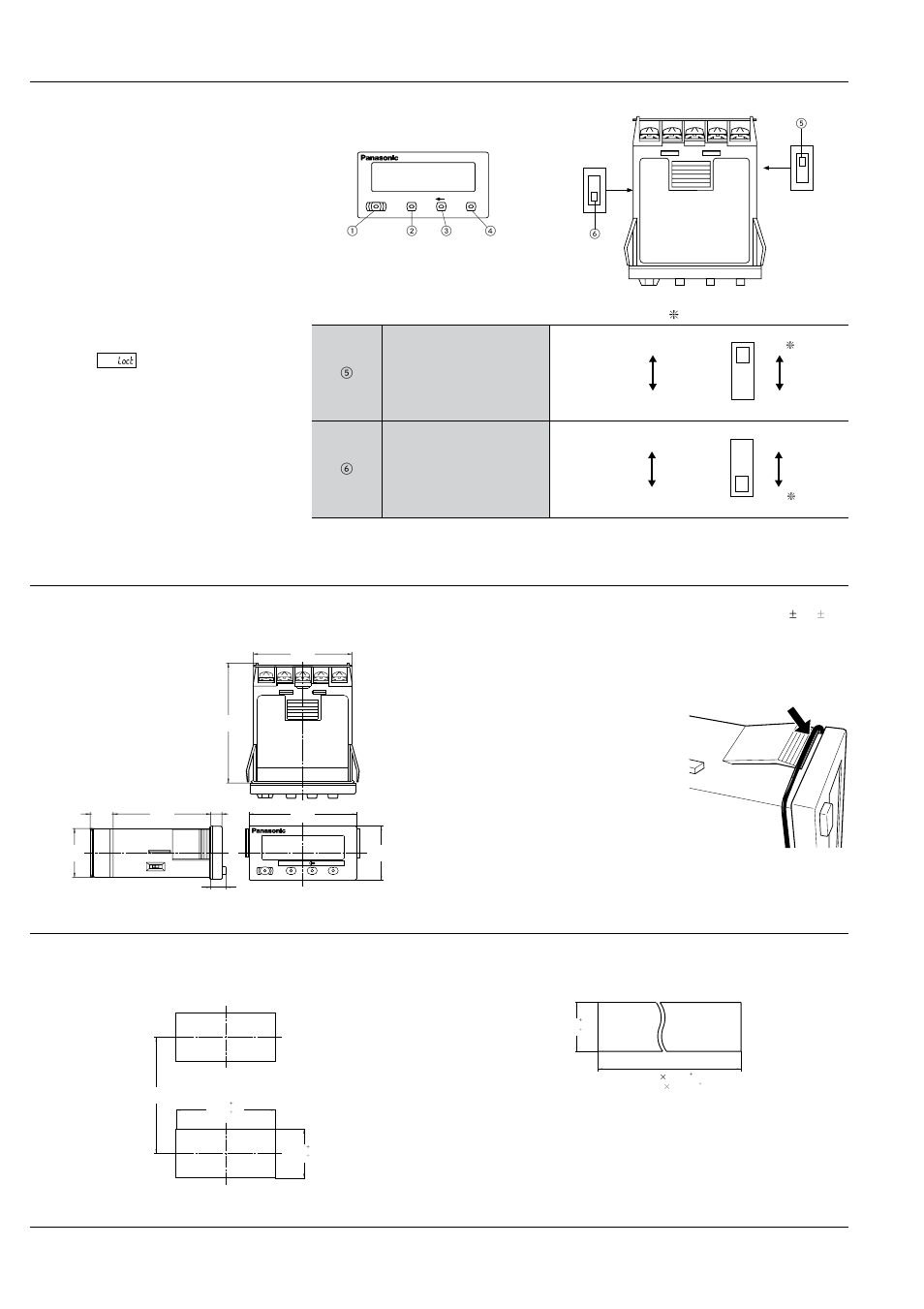 Lc2h, Part names, Dimensions | External dimensions, Panel cut out dimensions | Panasonic LC2H User Manual | Page 12 / 34