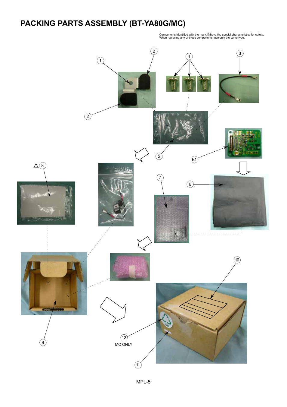 Packing parts assembly (bt-ya80g/mc) | Panasonic BT-CS80MC User Manual | Page 6 / 9