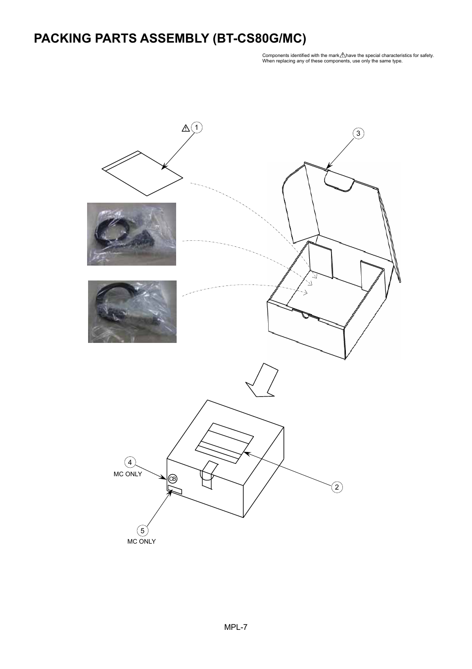 Packing parts assembly (bt-cs80g/mc) | Panasonic BT-CS80MC User Manual | Page 8 / 9