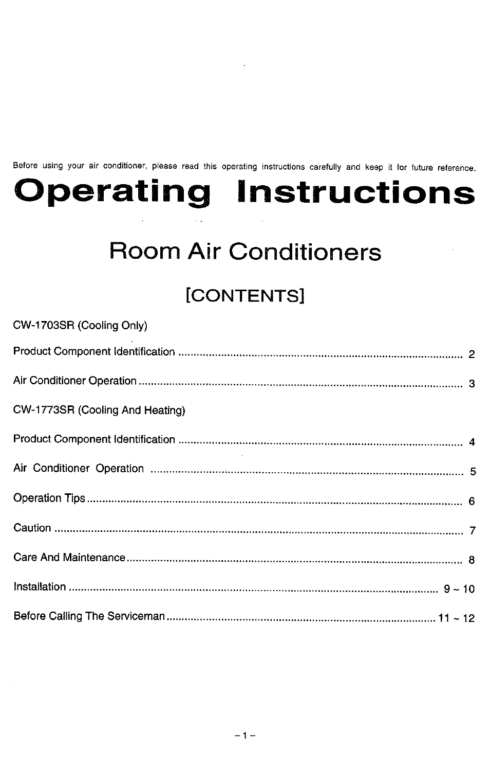 Panasonic CW-1773SR User Manual | Page 2 / 14