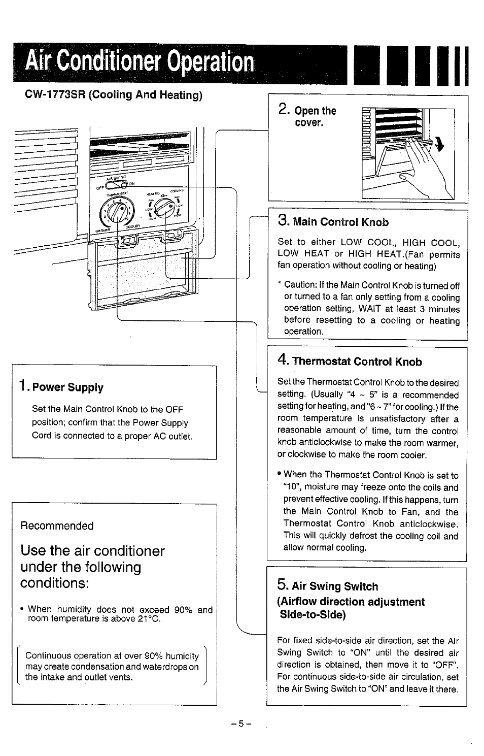 Thermostat control knob | Panasonic CW-1773SR User Manual | Page 6 / 14