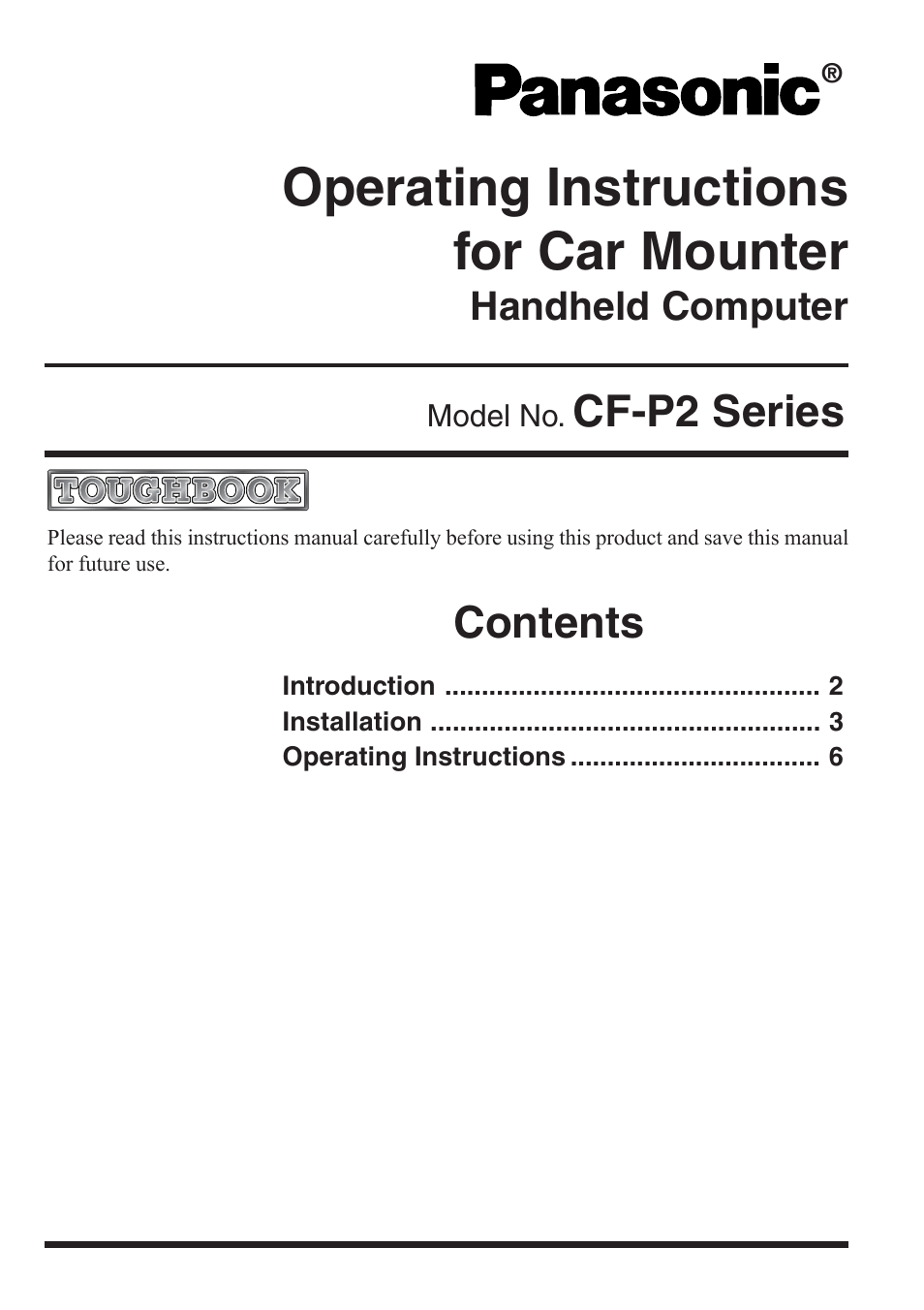 Panasonic CF-P2 User Manual | 7 pages