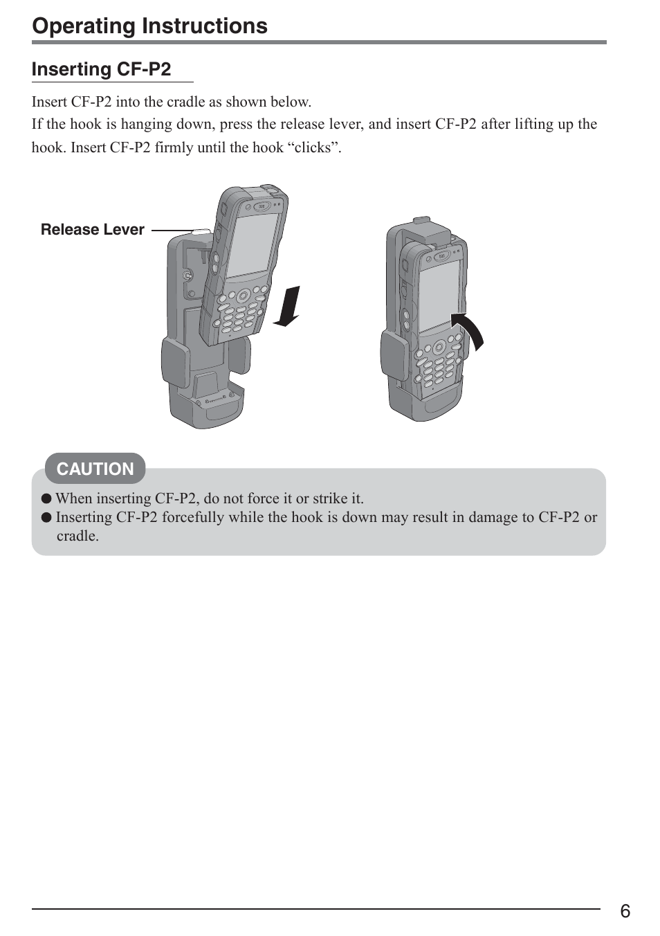 Operating instructions | Panasonic CF-P2 User Manual | Page 6 / 7
