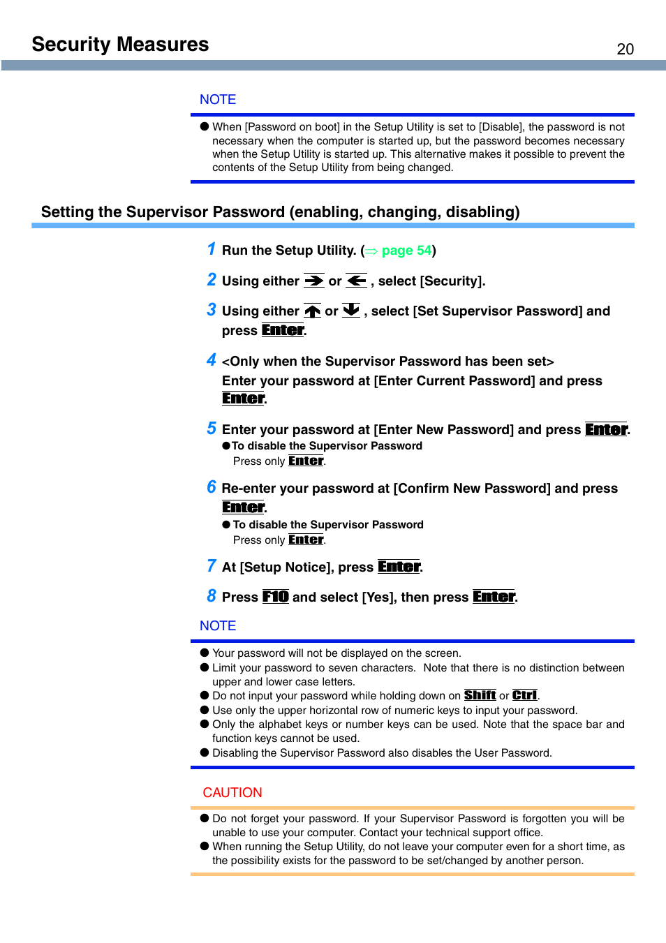 Security measures | Panasonic CF-T1 User Manual | Page 20 / 72