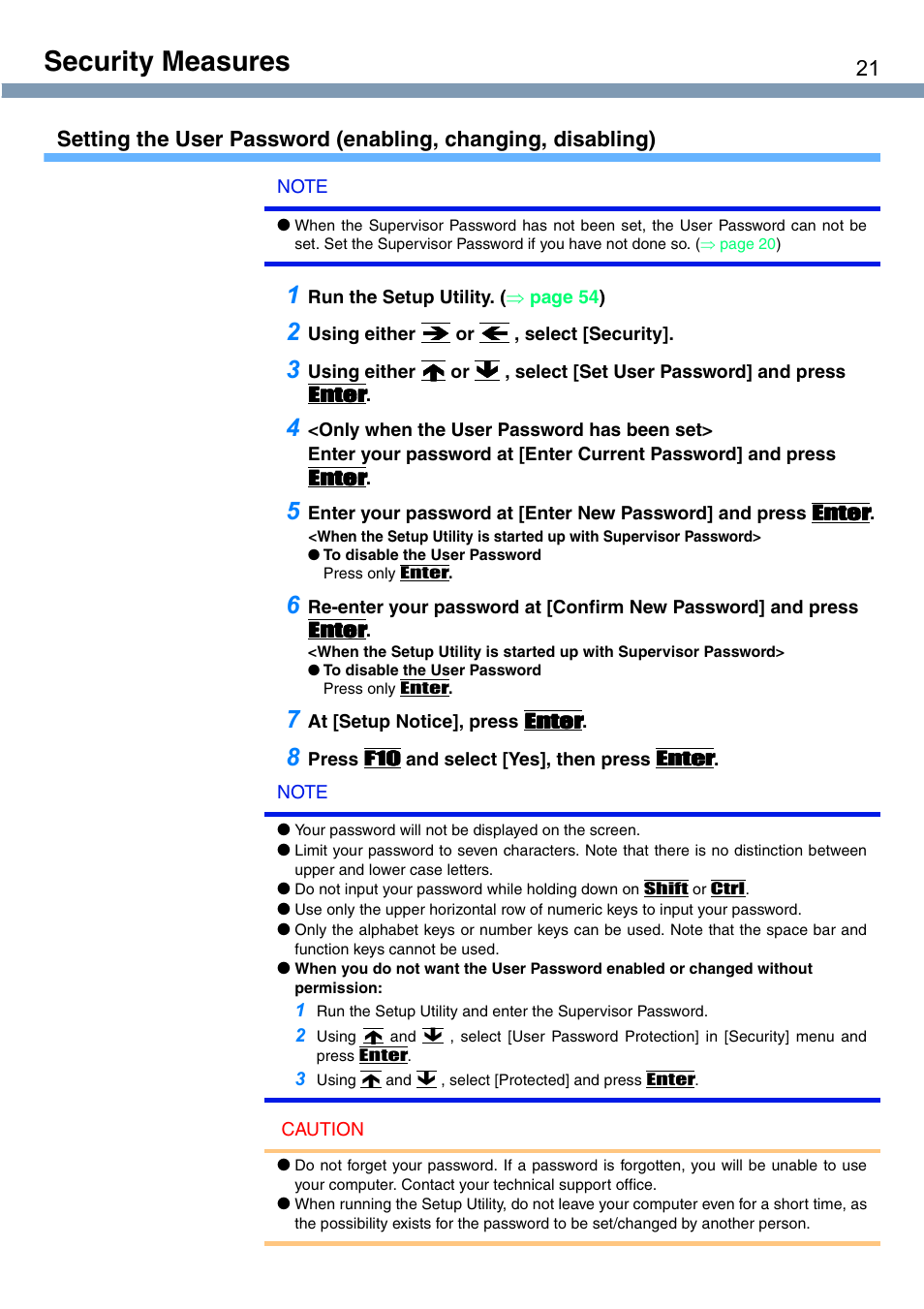 Security measures | Panasonic CF-T1 User Manual | Page 21 / 72