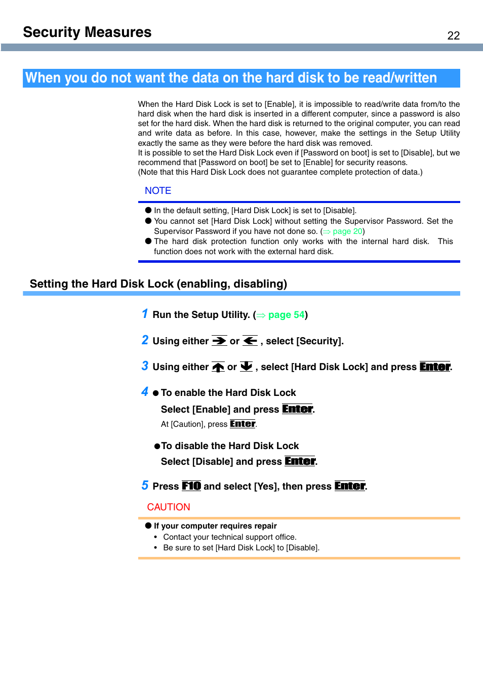 Security measures | Panasonic CF-T1 User Manual | Page 22 / 72