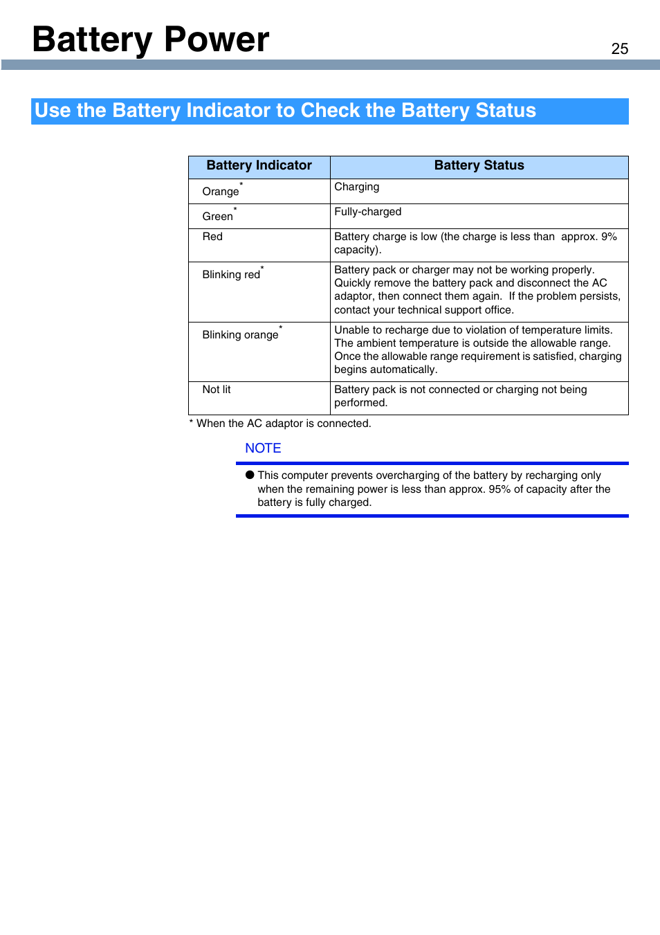 Battery power | Panasonic CF-T1 User Manual | Page 25 / 72