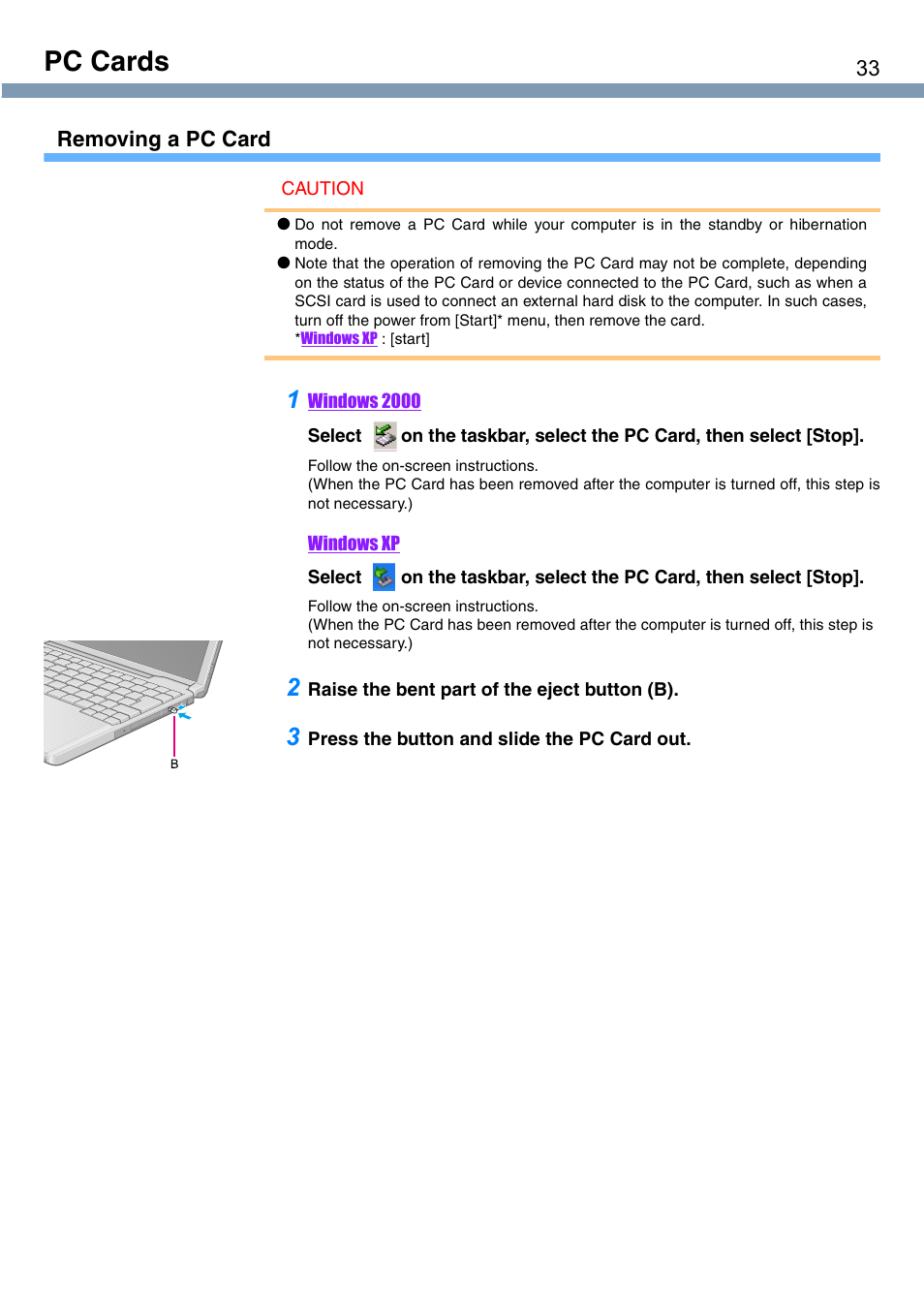 Pc cards | Panasonic CF-T1 User Manual | Page 33 / 72